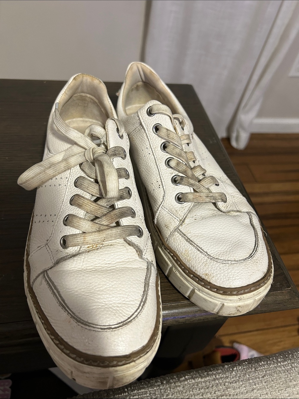 Vince Camuto White Leather Lace-Up Sneakers